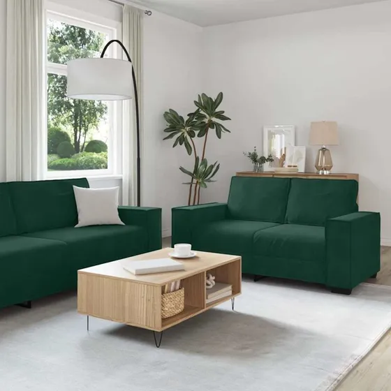 vidaXL sofasæt 2 dele med hynder mørkegrøn