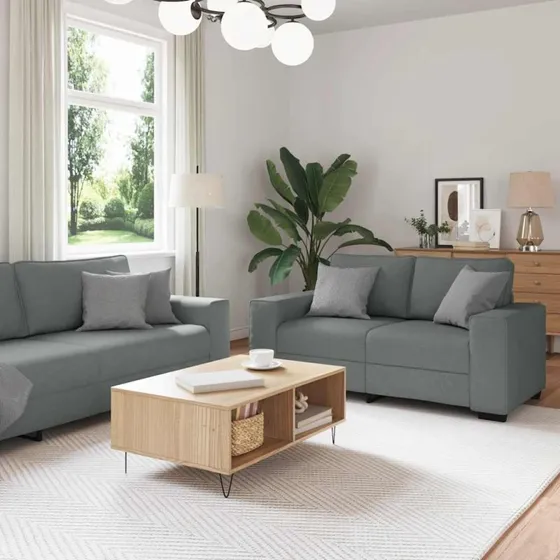 vidaXL sofasæt 2 dele med hynder mørkegrå