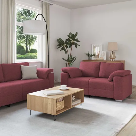 vidaXL 2-pc Sofa Vinrød 219 x 80 x 82 cm Stof
