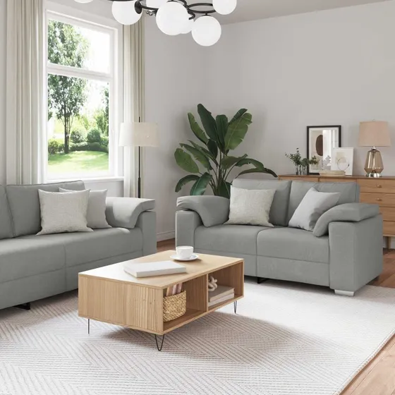 vidaXL Sofa 2-pers. Skygrå 219 x 80 x 82 cm Stof