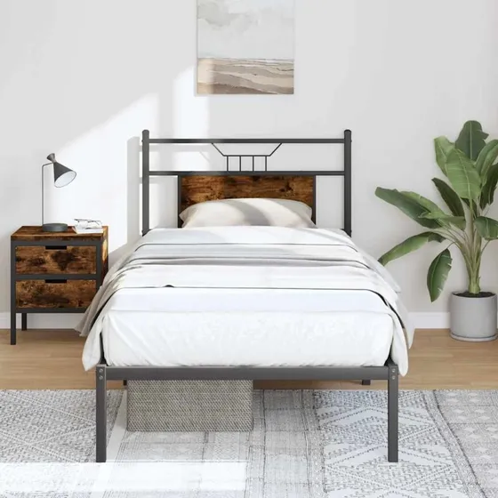 vidaXL Sengeramme 80x200 cm røget eg uden madras