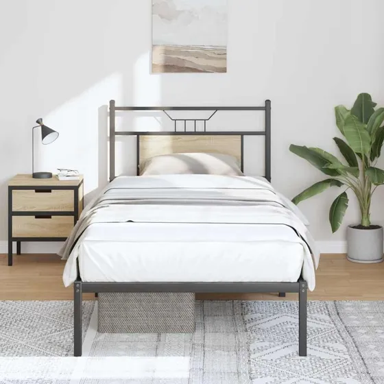 vidaXL Sengeramme 90x190 cm Sonoma-eg uden madras med hovedgærde