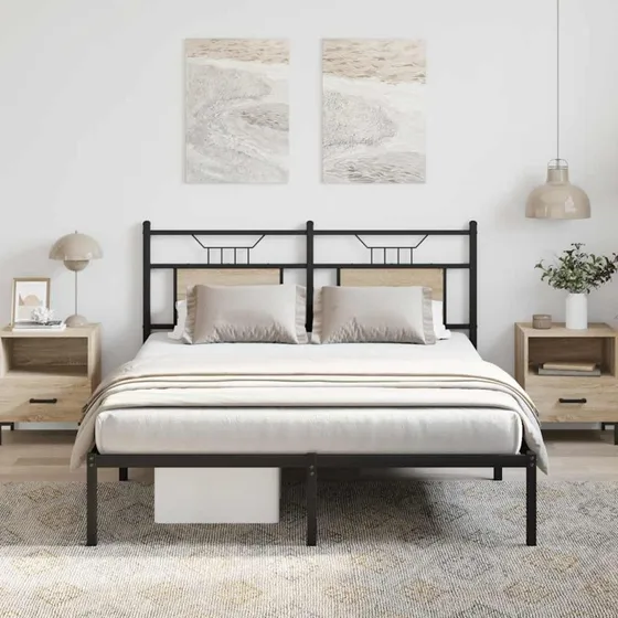 vidaXL Sengeramme 137x190 cm Sonoma-Eg uden madras med hovedgærde