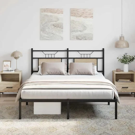 vidaXL Sengeramme 140x190 cm Sonoma-eg uden madras med hovedgærde