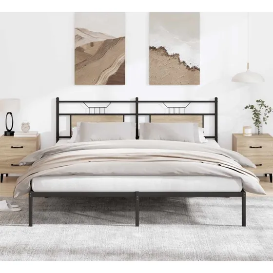 vidaXL Sengeramme 183x213 cm Sonoma-Eg med hovedgærde
