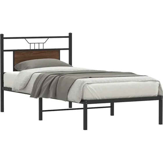 vidaXL Sengeramme 80x200 cm Konstrueret Træ Brunt Eg uden Madras
