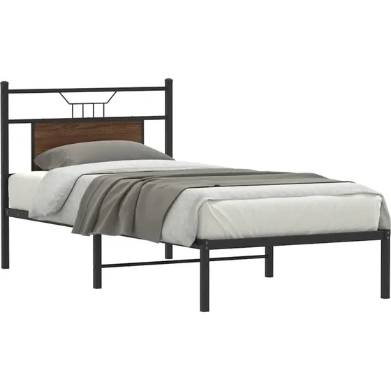 vidaXL Sengeramme 75x190 cm Konstrueret Træ Brun Eg Uden Madras