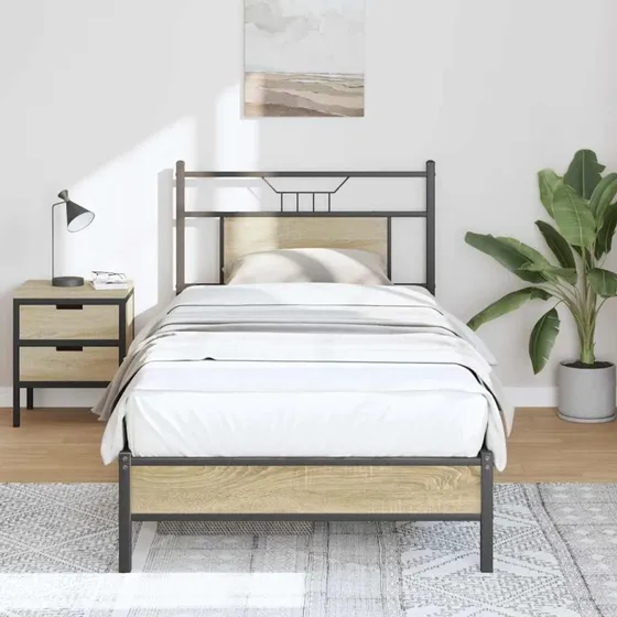 vidaXL Sengeramme 90x190 cm Sonoma-eg uden madras med sengegavl