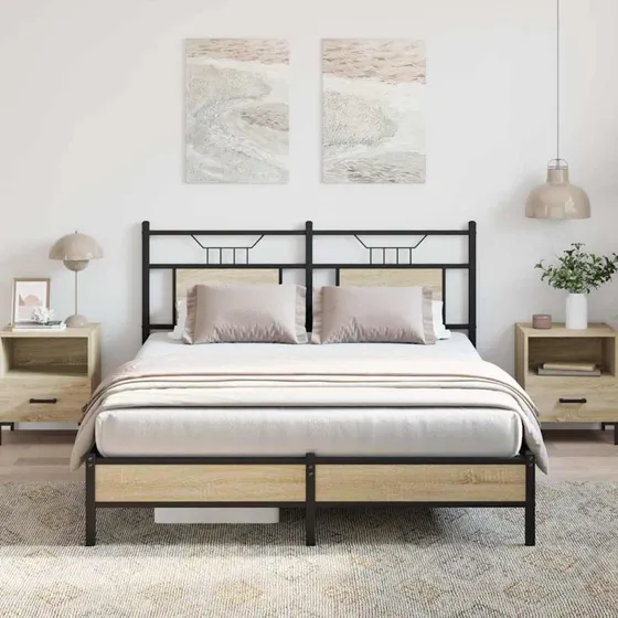 vidaXL Sengeramme 140x190 cm Sonoma-Eg med sengegavl