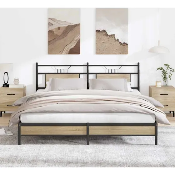 vidaXL Sengeramme 183x203 cm Sonoma-Eg med sengegavl
