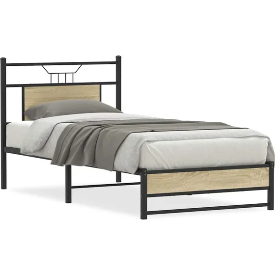 vidaXL Sengeramme 90x190 cm Træ Sonoma-Eg med Sengegavl