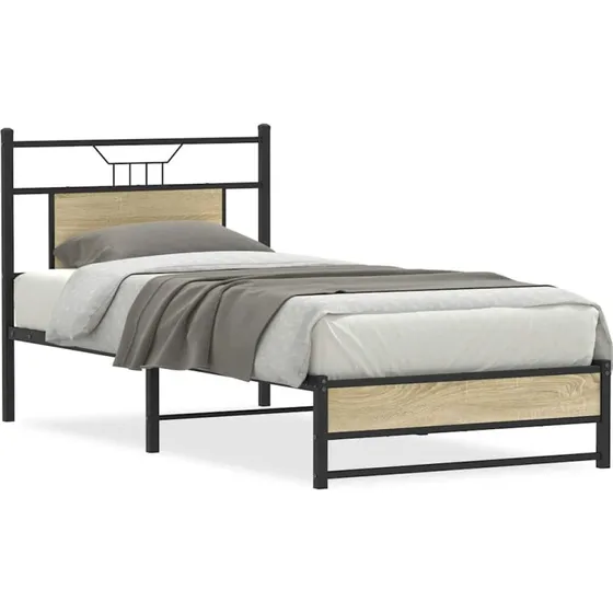 vidaXL Sengeramme 90x200 cm Sonoma-eg uden madras med sengegavl