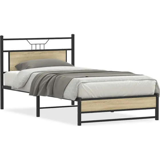 vidaXL Sengeramme 100x190 cm Sonoma-eg uden madras med sengegavl
