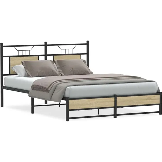 vidaXL Sengeramme 140x190 cm Sonoma-eg uden madras med sengegavl