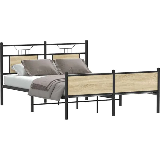 vidaXL Sengeramme 140x190 cm Sonoma-Eg uden madras