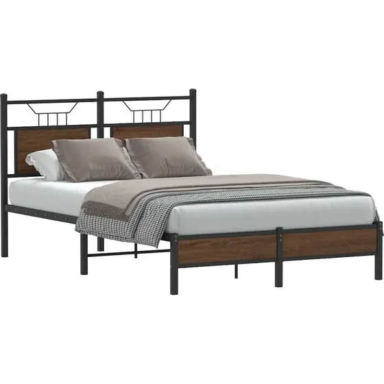 vidaXL Sengeramme 120x200 cm Konstrueret Træ Brun Eg med Sengegavl