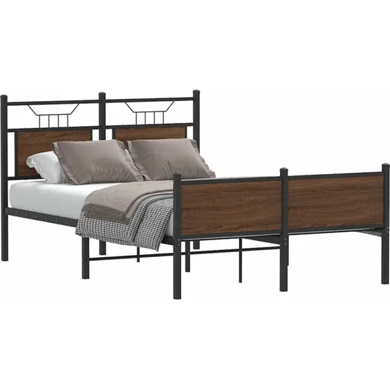 vidaXL Sengeramme 120x190 cm Konstrueret Træ Brunt Eg uden Madras