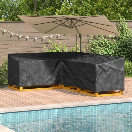 Oxford 600D L-formet overtræk, sort, 250 x 180 x 80 cm