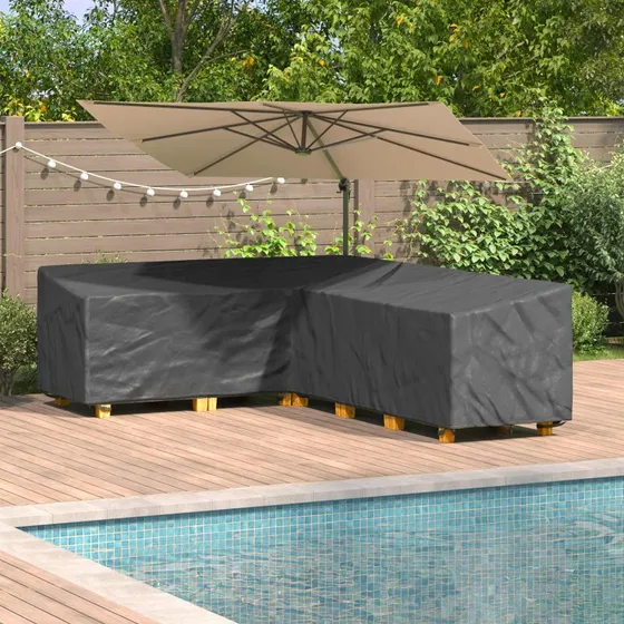 vidaXL Møbelbetræk L-formet 286 x 222 x 80 cm Sort