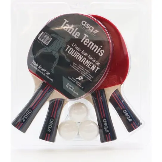 ASG bordtennis-sæt til 4 personer – 4 bats og 3 bolde