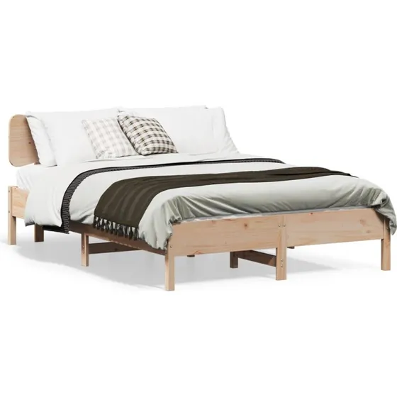 vidaXL Sengeramme 135x190 cm massivt fyrretræ hvid