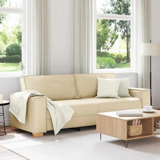 vidaXL 3-personers sofa Creme 220 cm Stof