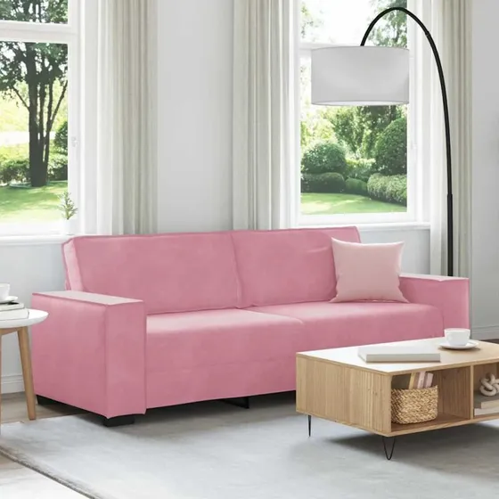 vidaXL 3-personers sofa 220x78x84 cm lyserød fløjl