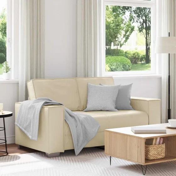 vidaXL Tosæders sofa Creme 160 cm Kunstlæder