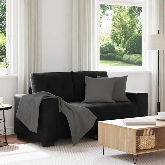 vidaXL Elskovssofa 160x77x82 cm fløjl sort