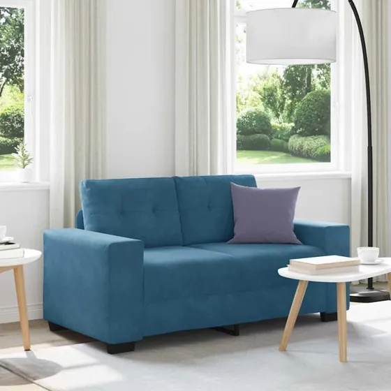 vidaXL Tosæders sofa med pude, blå fløjl