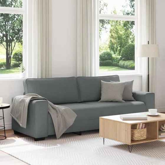 vidaXL 3-personers sofa 220x77x82 cm mørkegrå stof