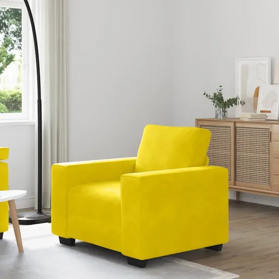 vidaXL Sofastol 100x77x82 cm fløjl gul