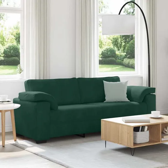 vidaXL 3-personers sofa fløjl mørkegrøn 220x77x82 cm