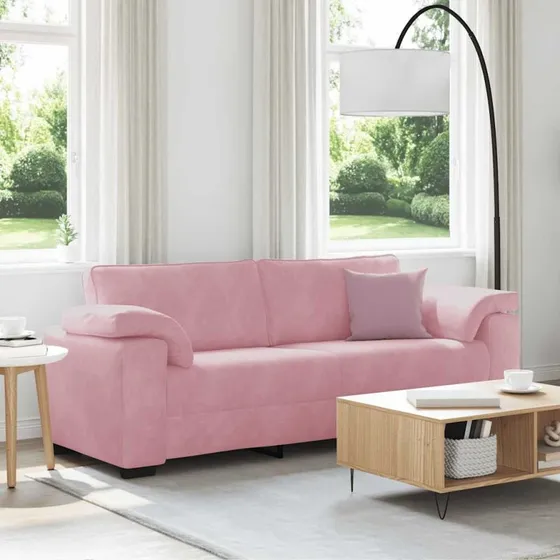 vidaXL 3-personers sofa 220x77x82 cm lyserød fløjl