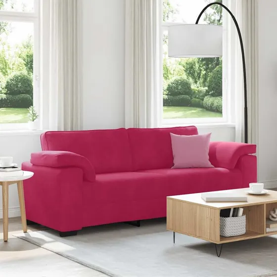 vidaXL 3-personers sofa fløjl vinrød 220x77x82 cm