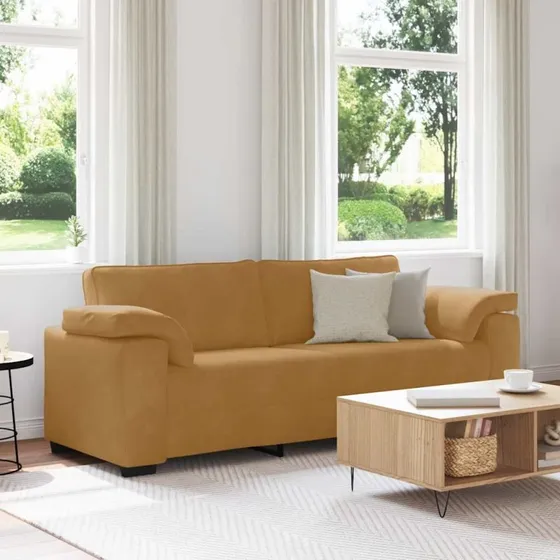 vidaXL 3-personers sofa fløjl brun 220x77x82 cm