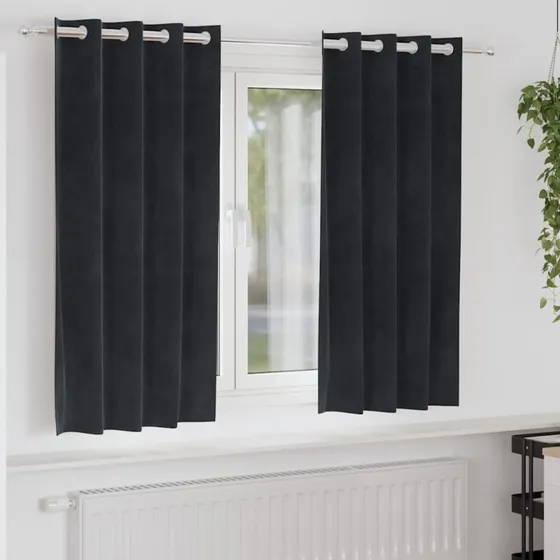 vidaXL Mørklægningsgardiner 2 stk, Sort, 140 x 175 cm, Fløjl
