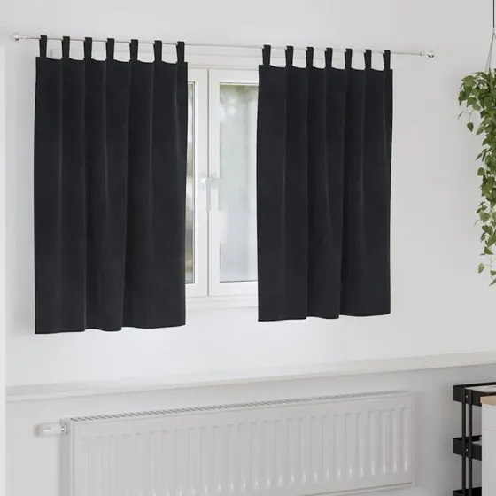 vidaXL Mørklægningsgardiner 2 stk Sort 140 x 140 cm Fløjl