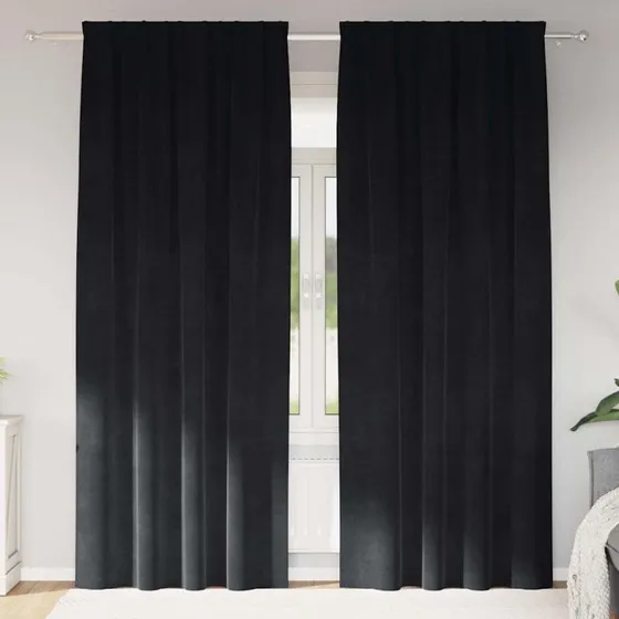 vidaXL Mørklægningsgardiner 2 stk, Sort 140 x 245 cm, Fløjl