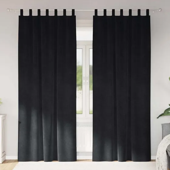 vidaXL Mørklægningsgardiner 2 stk, Sort, 140 x 225 cm, Fløjl
