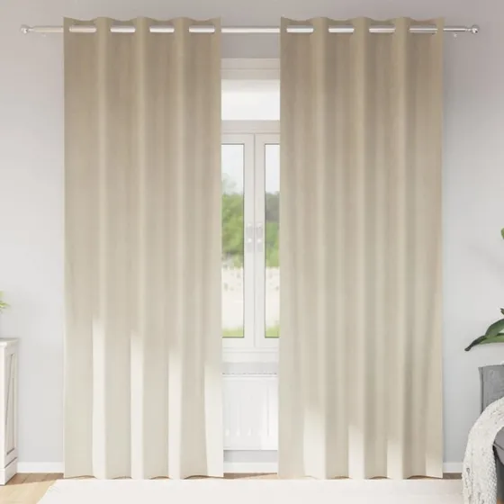 vidaXL Mørklægningsgardiner 2 stk Creme 140 x 225 cm Fløjl