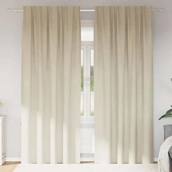 vidaXL Mørklægningsgardiner 2 stk Creme 140 x 225 cm Fløjl