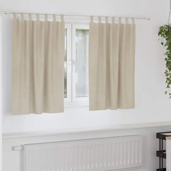 vidaXL Mørklægningsgardiner 2 stk Creme 140 x 140 cm Fløjl
