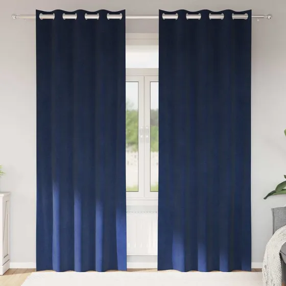 vidaXL Mørklægningsgardiner 2 stk, Mørkeblå, 140 x 260 cm, Fløjl