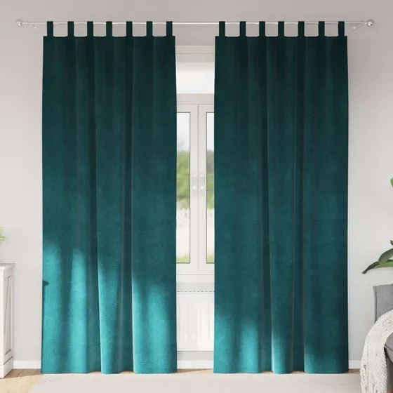 vidaXL Mørklægningsgardiner 2 stk Mørkegrøn 140 x 245 cm Fløjl