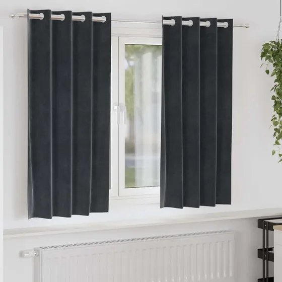 vidaXL Mørklægningsgardiner 2 stk, Mørkegrå, 140 x 175 cm, Fløjl