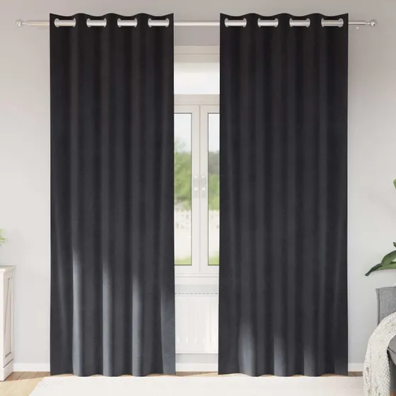 vidaXL Mørklægningsgardiner 2 stk, Mørkegrå, 140 x 245 cm, Fløjl