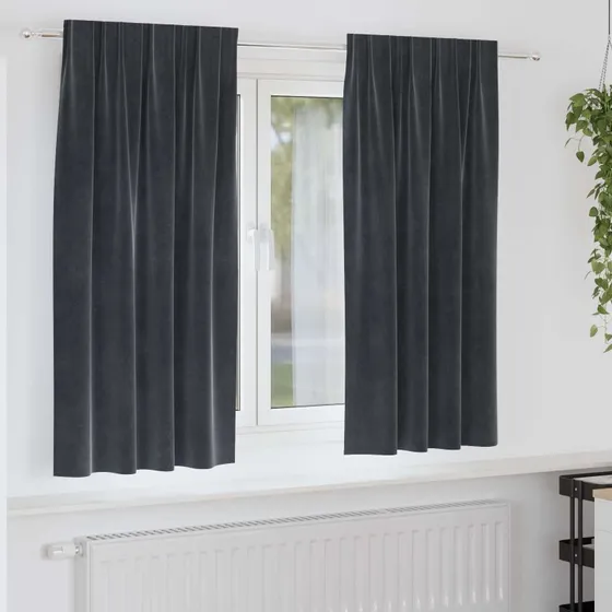vidaXL Mørklægningsgardiner 2 stk, Mørkegrå, 140 x 175 cm, Fløjl