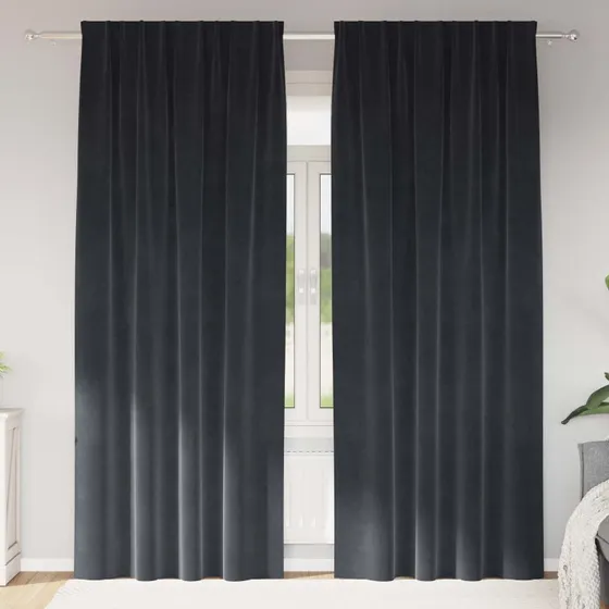 vidaXL Mørklægningsgardiner 2 stk, Mørkegrå, 140 x 260 cm, Fløjl