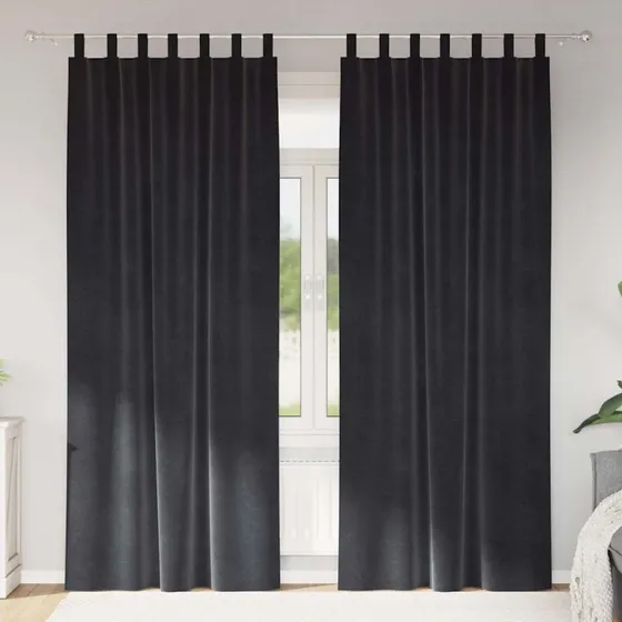 vidaXL Mørklægningsgardiner 2 stk Mørkegrå 140 x 245 cm Fløjl